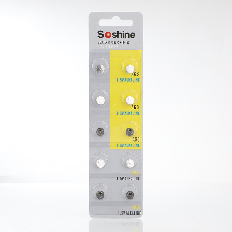 Soshine AG3/LR41/392/SR41/192 Alkaline Button Cell battery (Pack of 10)
