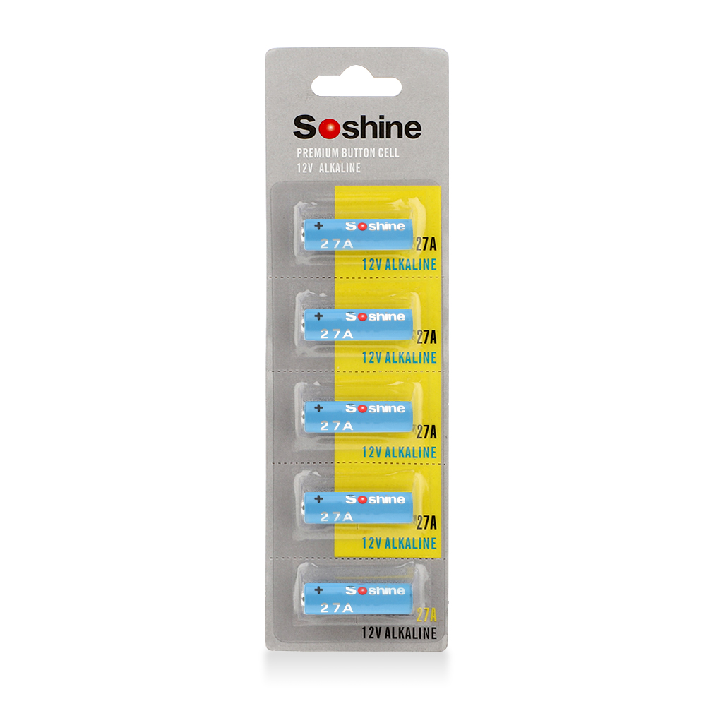 Soshine 27A  Alkaline Battery 12V 27A  A27 MN27 VR27 L828 (Pack of 5)
