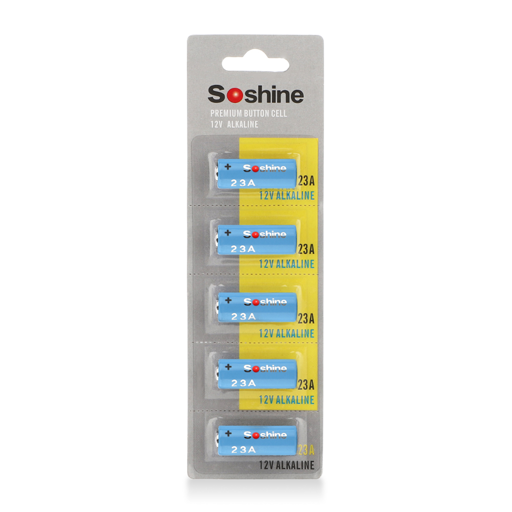Soshine 23A Alkaline Battery 12V 8LR50 MN21 A23 21/23 23A MN21B (Pack of 5)