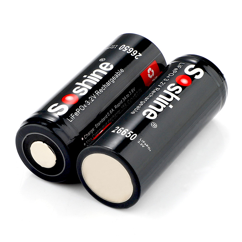Soshine LiFePO4 26650 Battery With Protected: 3200mAh 3.2V