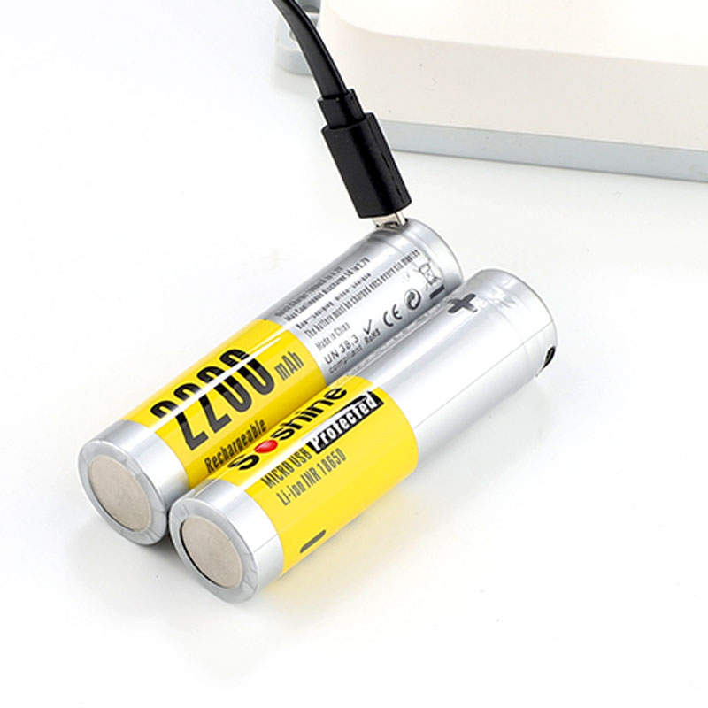 Soshine USB Rechargeable Batteries 3.7V 2200mAh Li-ion 18650 Batteries