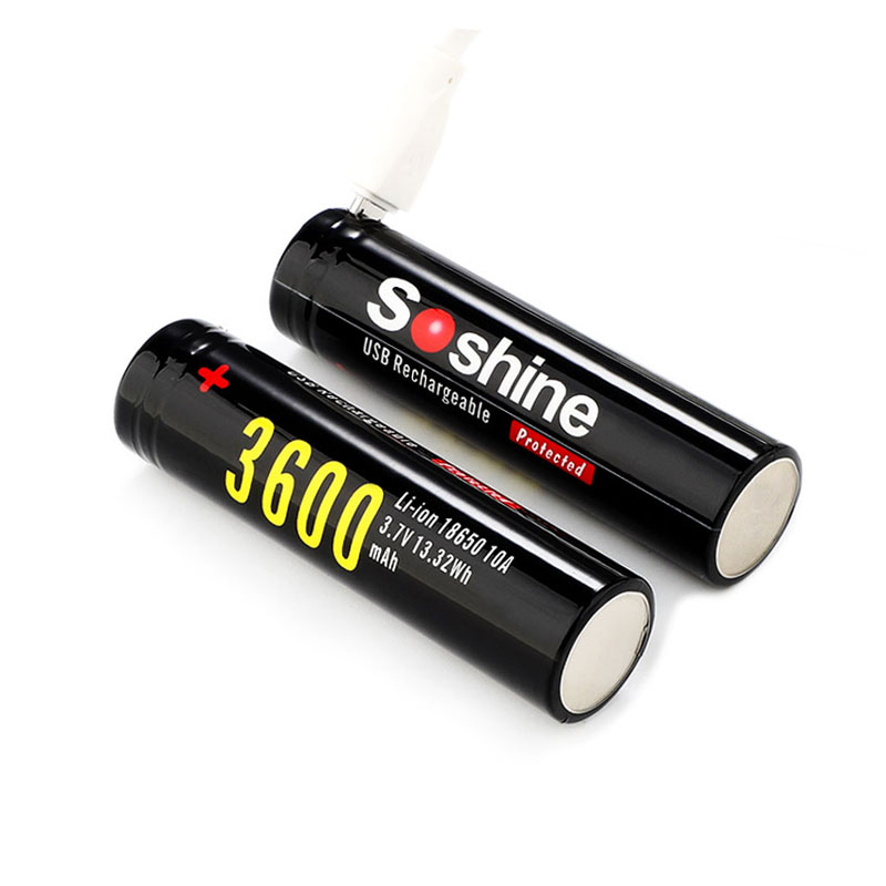 Soshine Li-ion 18650 Protected USB Rechargeable Battery : 3600mAh