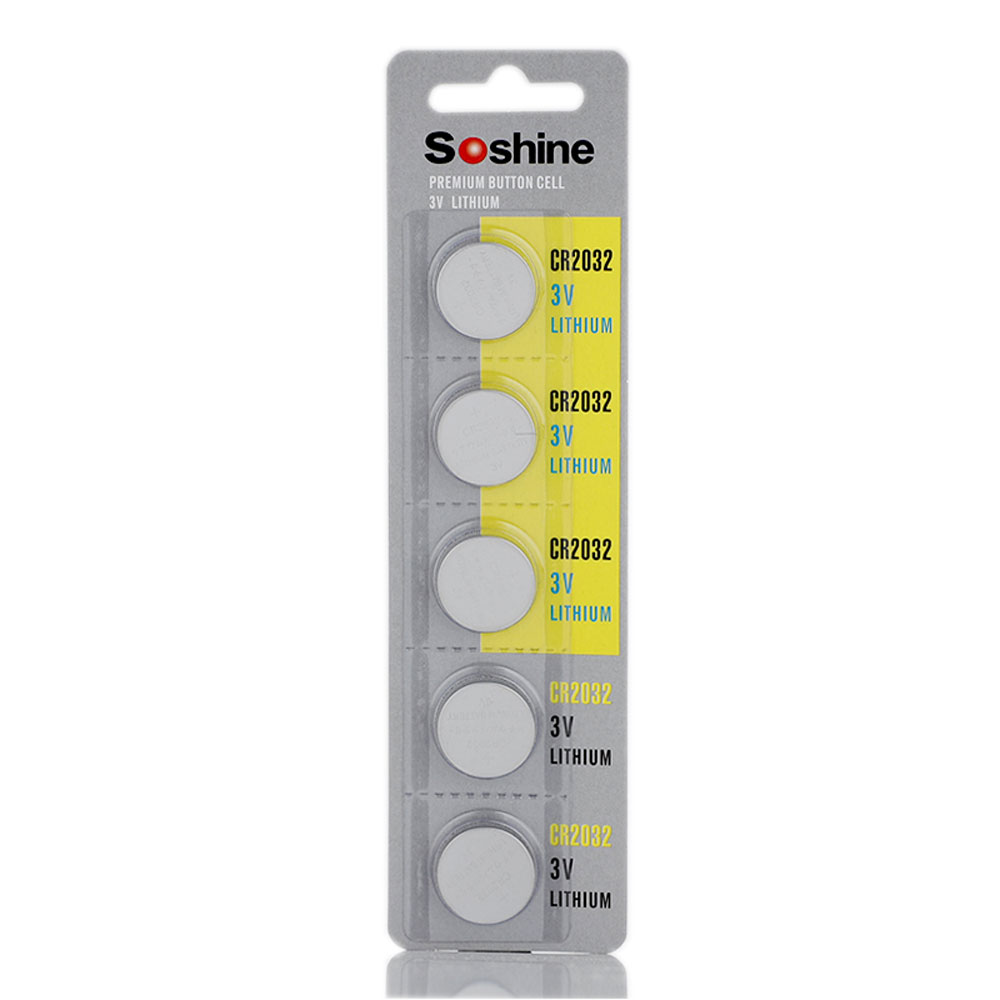 Soshine CR2032 Battery CR2032 Lithium 3v Button Cell(1 Pack of 5)