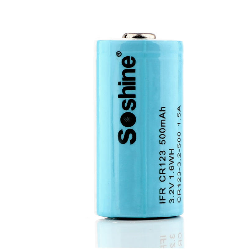 Soshine LiFePO4 RCR123 16340 Battery : 500mAh 3.2V