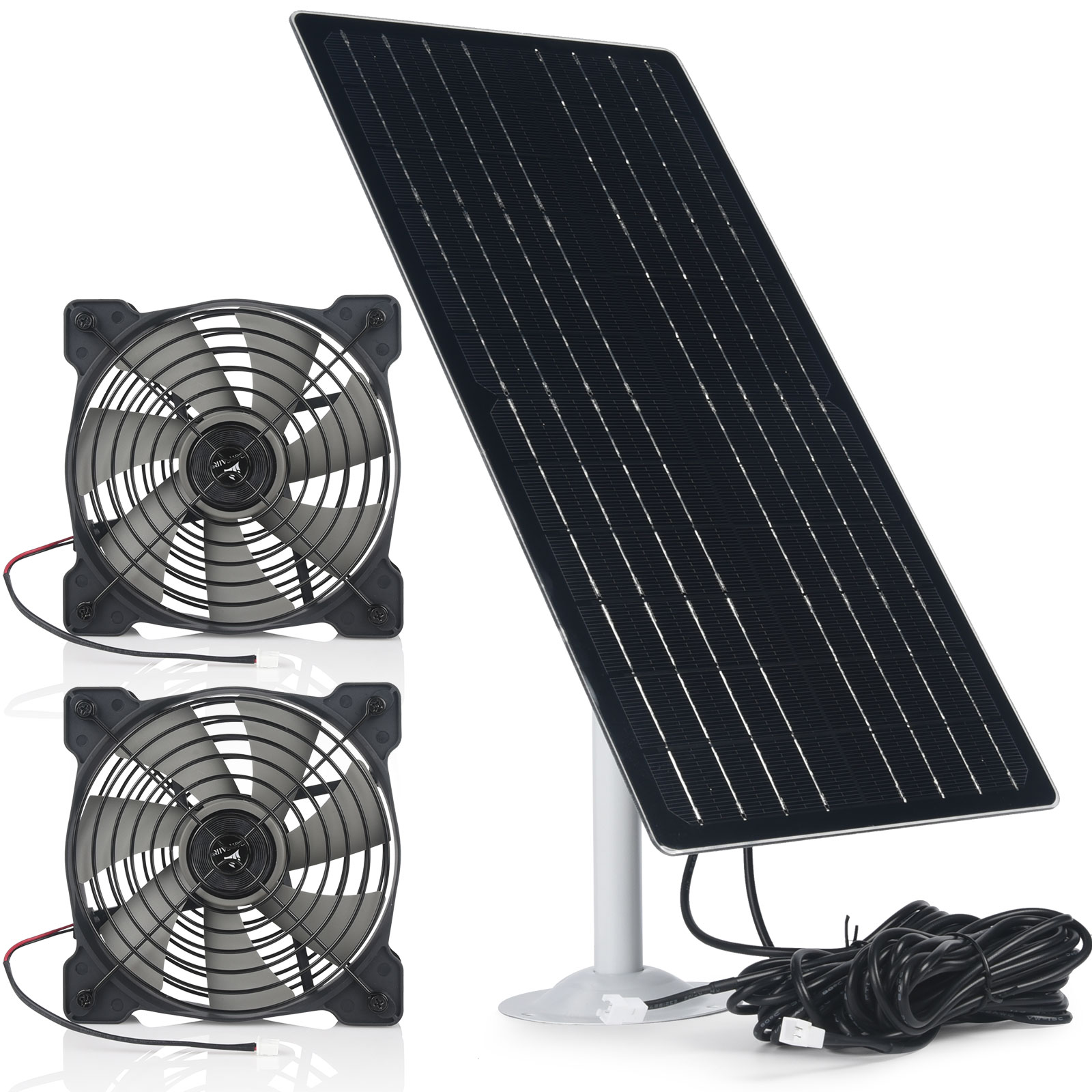 12W Mini Monocrystalline Solar Panel with 2pcs Fans|12W 
